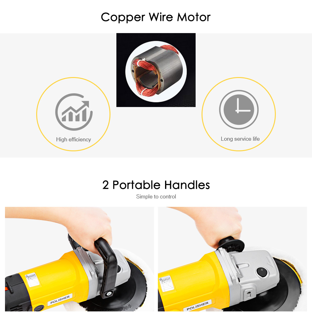 1200W Car Electric Polisher 6 Speed Grades Copper Wire Motor for Polishing Waxing