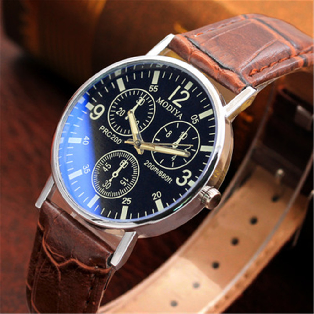 Men Luxury Leather Analog Quartz Business Wrist Watch