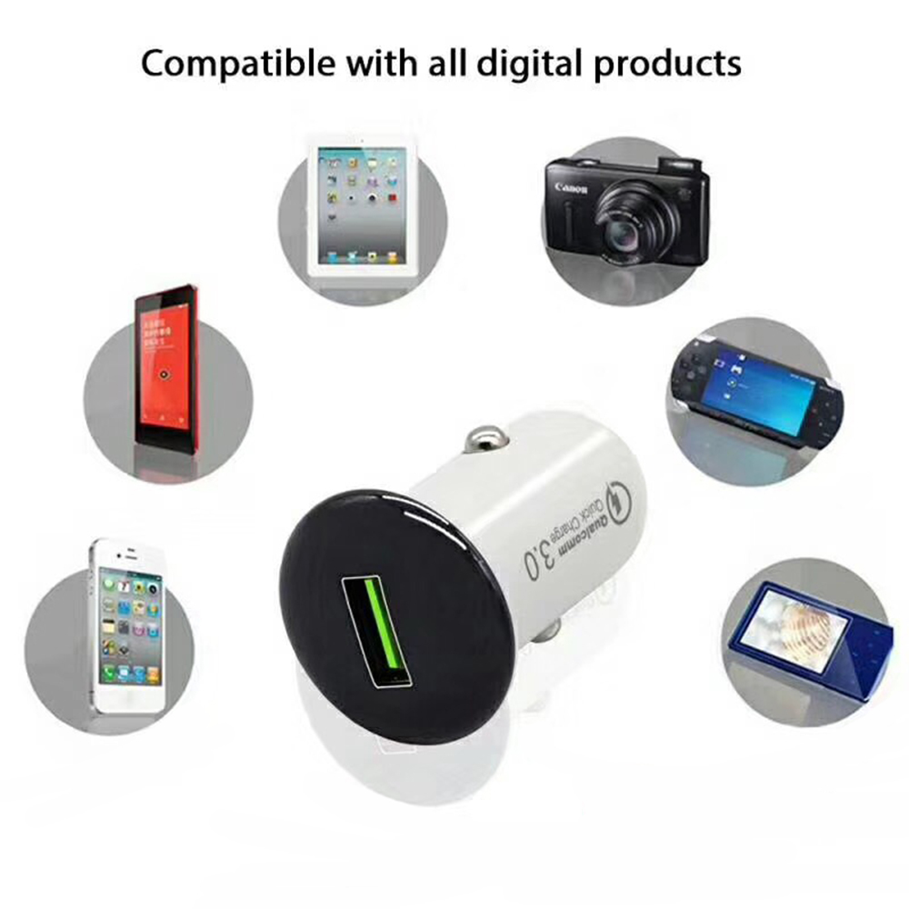 QC3.0 USB 3.0 Car Charger Adapter Mini Universal 15W 6V/3A Quick Charge