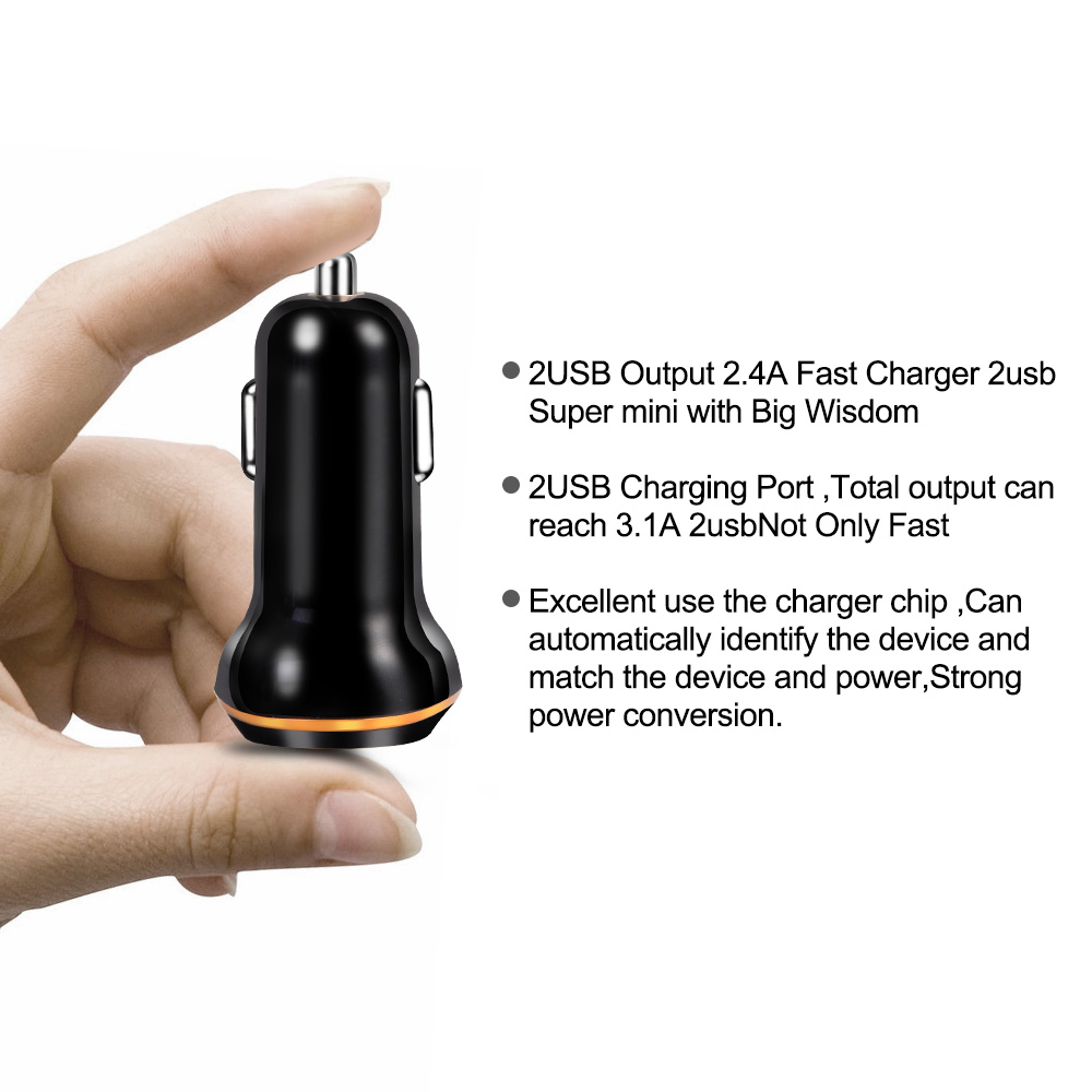 SpedCrd 5V/3.1A Car Charger Dual USB Mini Car Charger