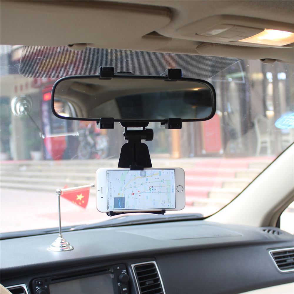 Car Rear View Mirror Bracket Mount Holder for 4-6.3 Inch Smartphone