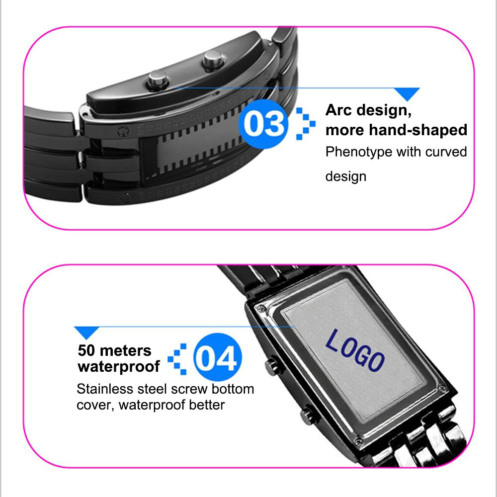 Fashion Stainless Steel LED Digital Waterproof Wrist Watches
