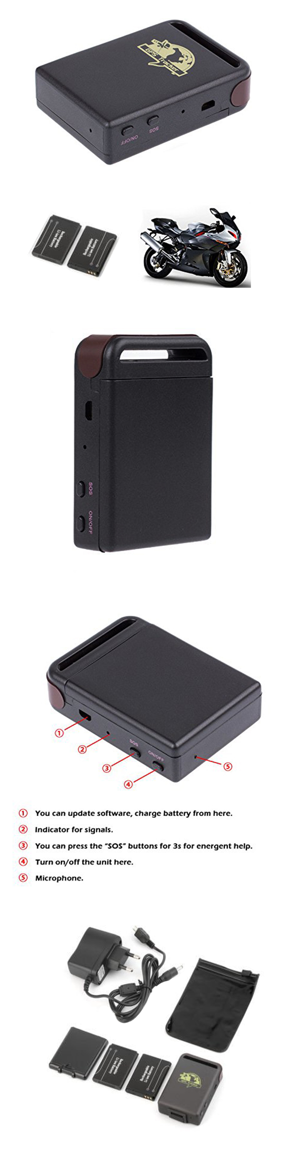 Mini Car Vehicle Tracker Real time GPS/SMS/GPRS Tracking Device TK102-2
