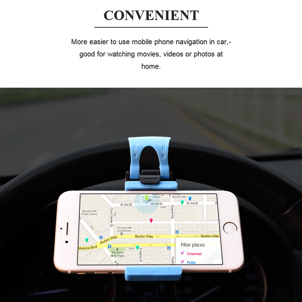 Universal Car Steering Wheel Clip Mount Holder for iPhone 8 7 7Plus 6 6s Samsung Huawei Mobile Phone GPS