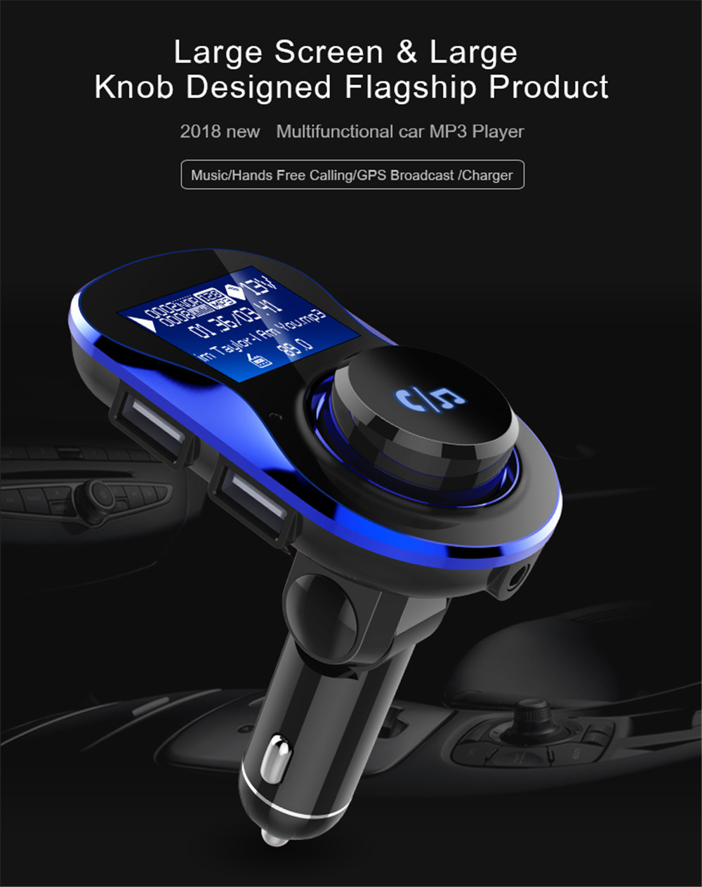 SpedCrd BC28 Bluetooth Car Kit Hands Free Wireless FM Transmitter Car MP3 Player