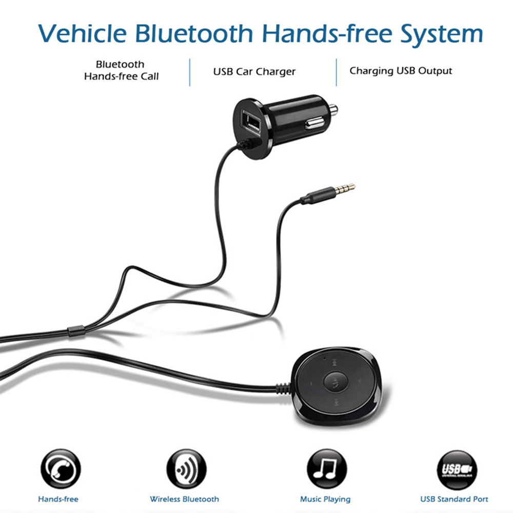 New Wireless Bluetooth Receiver 3.5mm AUX Audio Music Receiver 5V 2.1A Car Charger