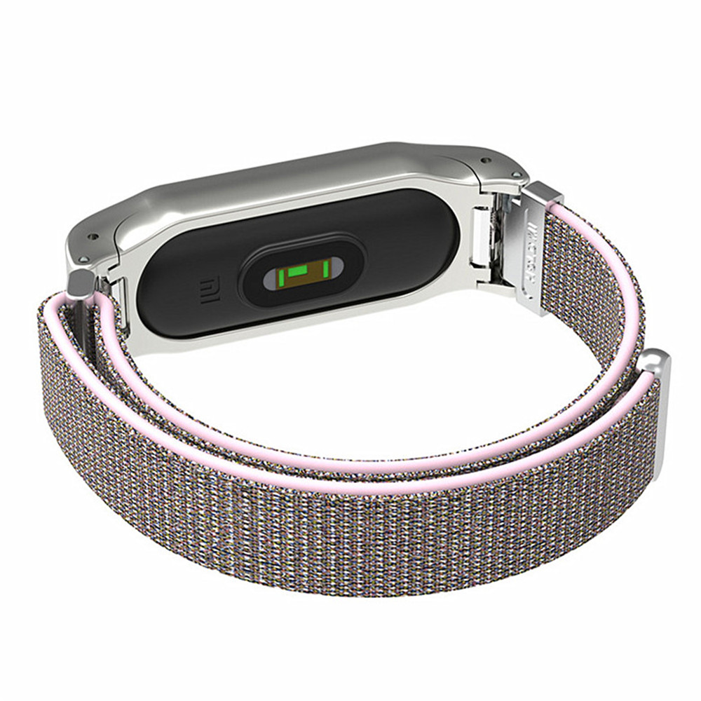 Metal Frame Nylon Loop Wrist Band Strap for XiaoMi Band 2 Bracelet Smart Accessory
