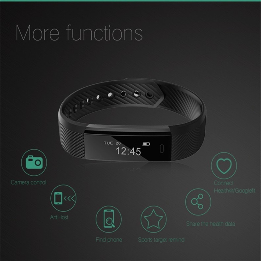 ID115 Smart Fitness Tracker Heart Rate Monitoring Bracelet for iPhone Android