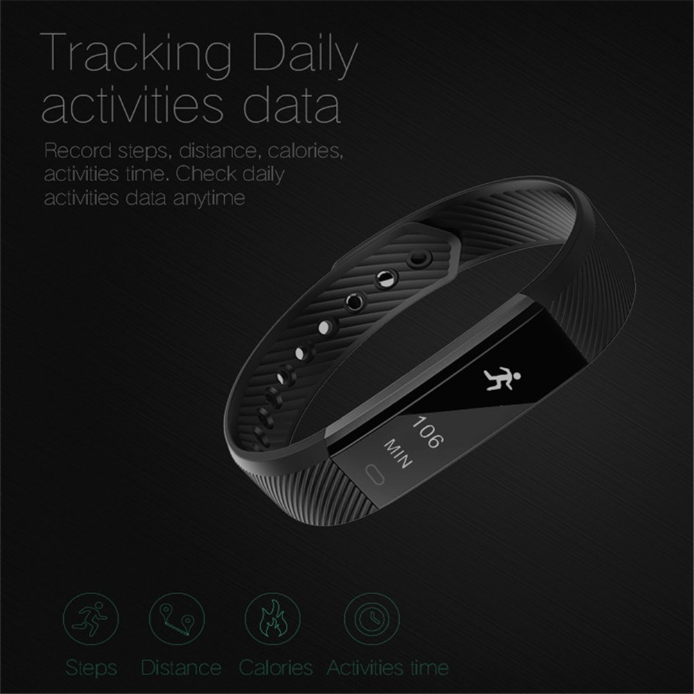ID115 Smart Fitness Tracker Heart Rate Monitoring Bracelet for iPhone Android