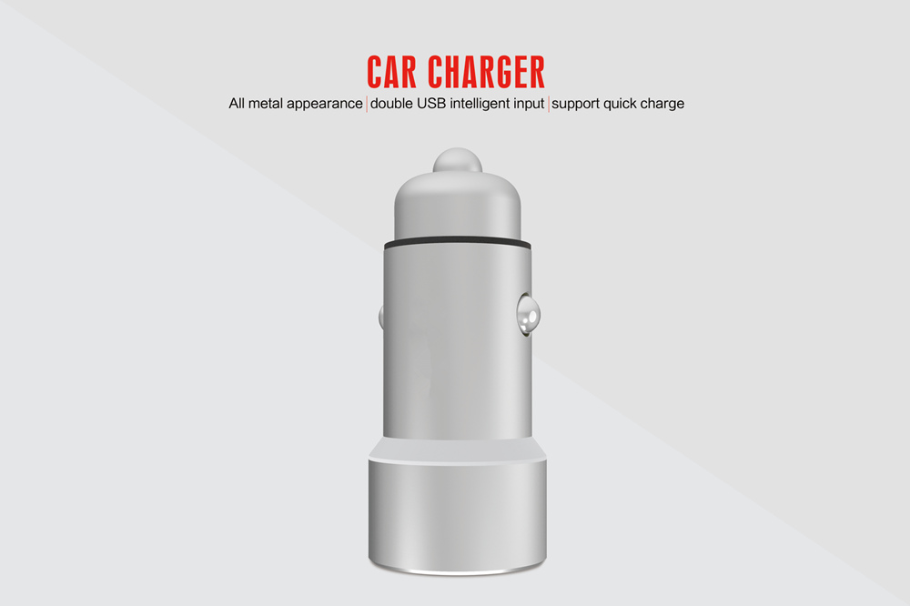 Qjin Fast Car Charger Metal Dual USB Output / 5V 3.6A for Xiaomi
