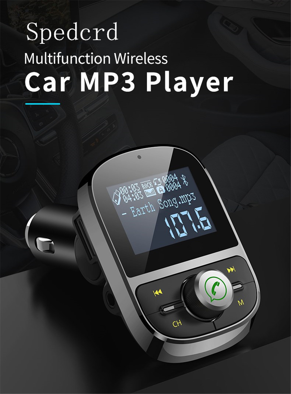 SpedCrd HY92 Bluetooth FM Transmitter Car MP3 Player 3.1A USB Charger