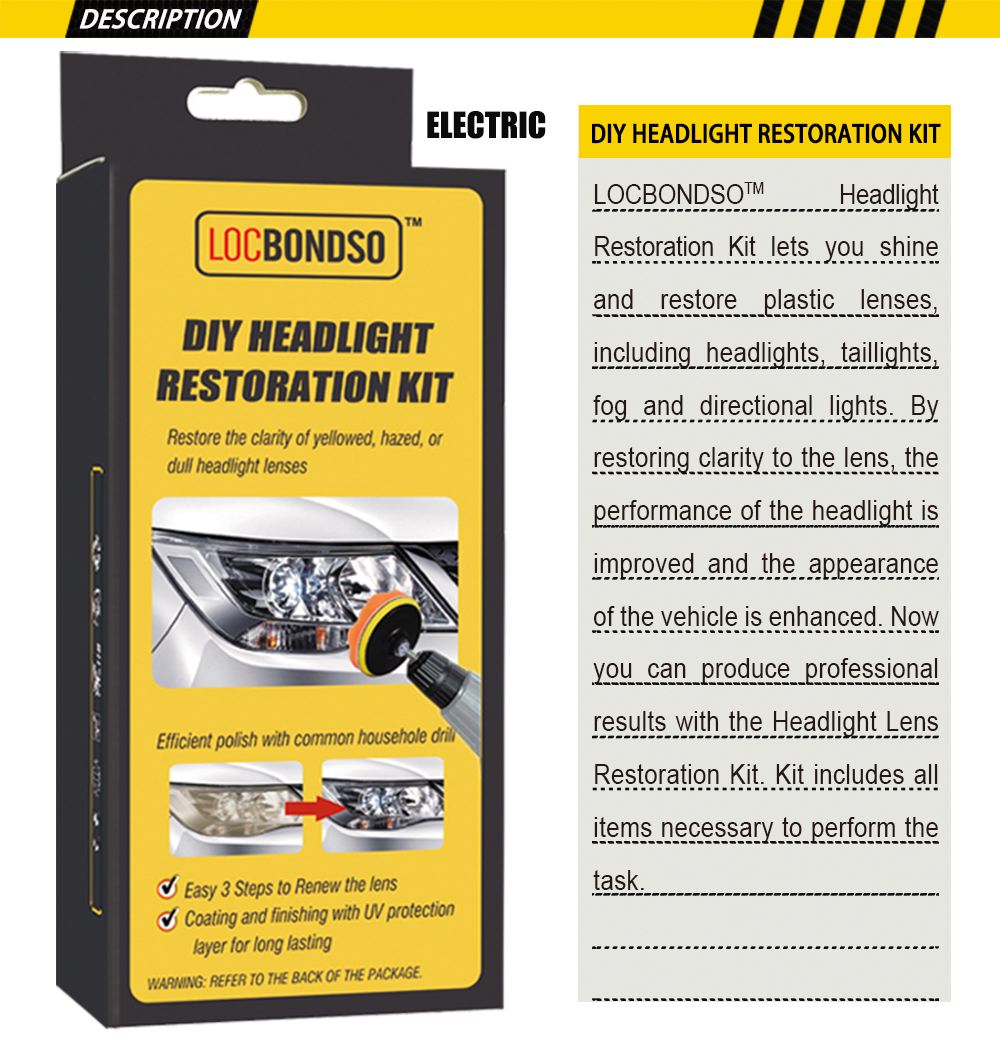 LOCBONDSO DIY Headlight Electrokinetic Scratch Restoration Kit Repairing Tool