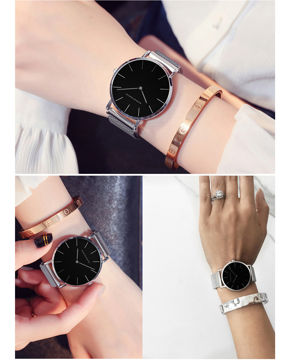 Fashion Furnace Gold Plating Waterproof Women Steel Wrist Watch