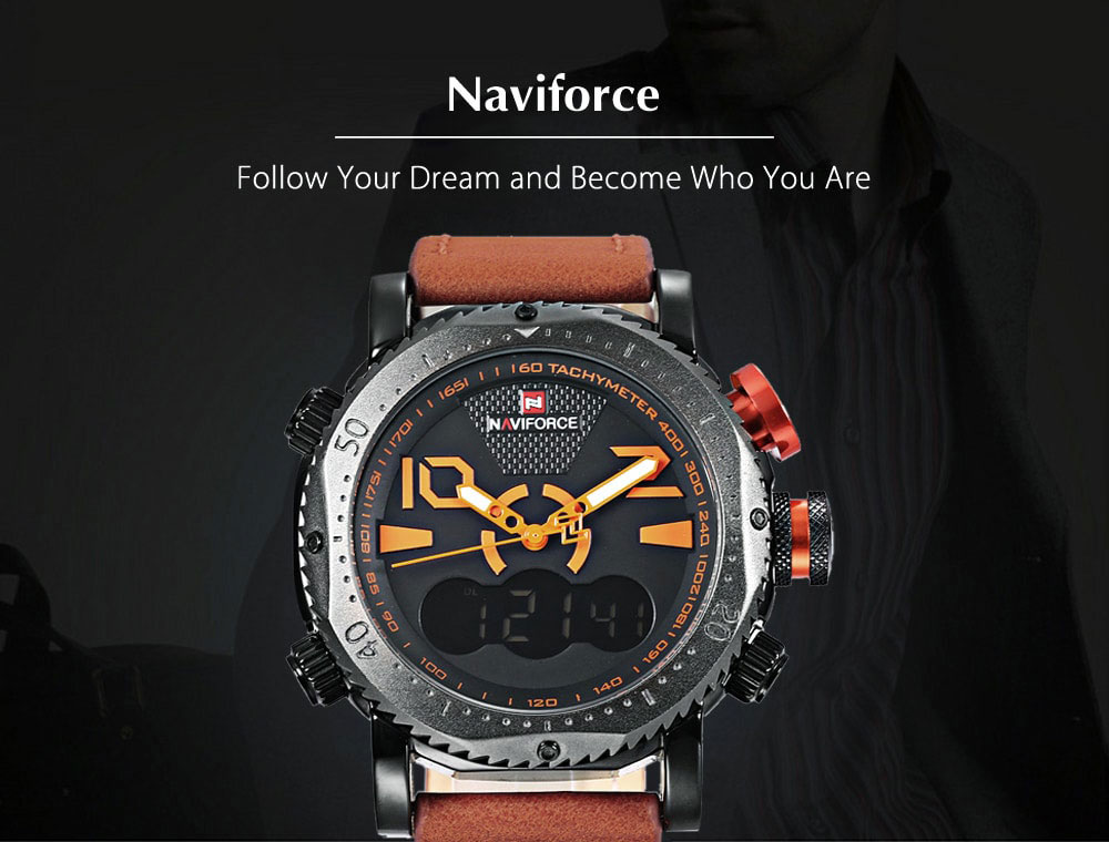 Naviforce NF9094M Male Dual Movt Watch Alarm Chronograph Men Wristwatch