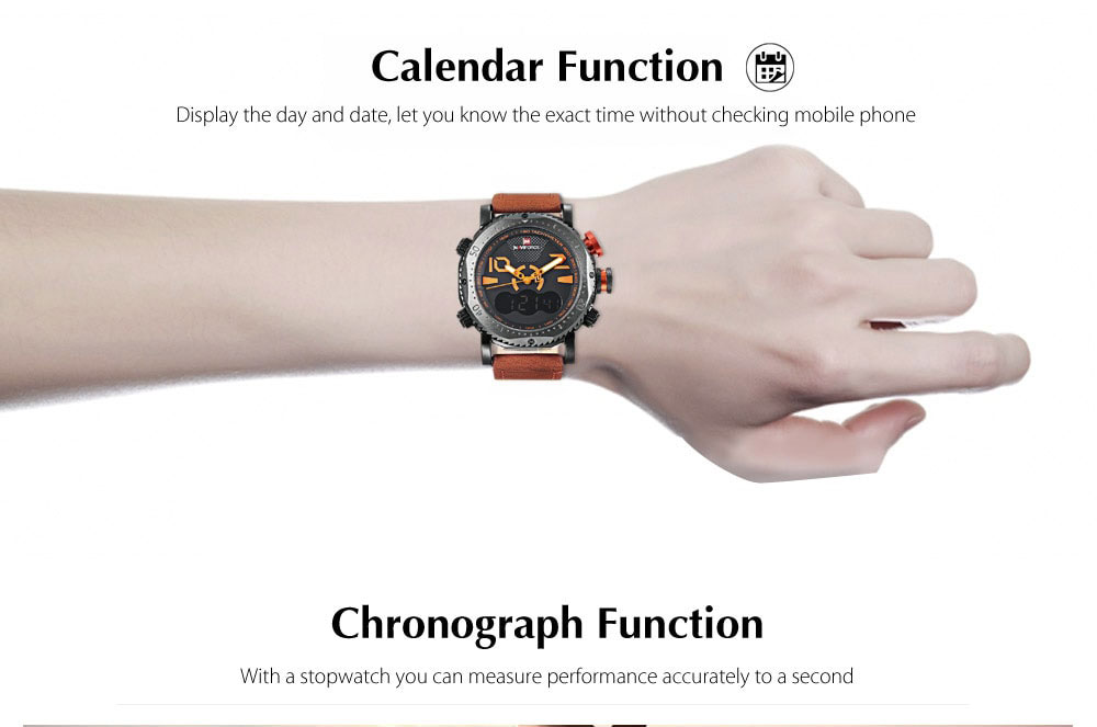 Naviforce NF9094M Male Dual Movt Watch Alarm Chronograph Men Wristwatch