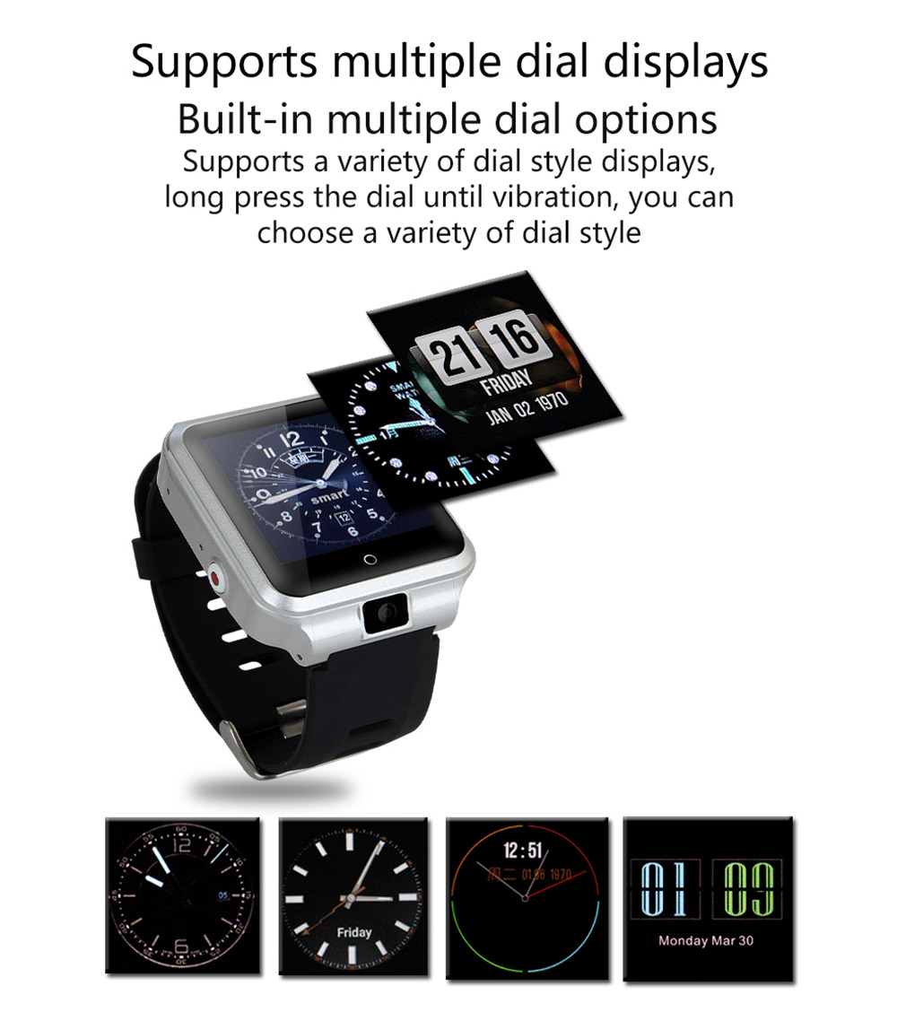 M13 4G Smartwatch Phone 1.54 inch Android 6.0 Snapdragon 8909 1.5GHz Quad-Core 1GB RAM 8GB ROM 3.0MP Front Camera 1000mAh Built-in G-sensor Touch Screen Bluetooth