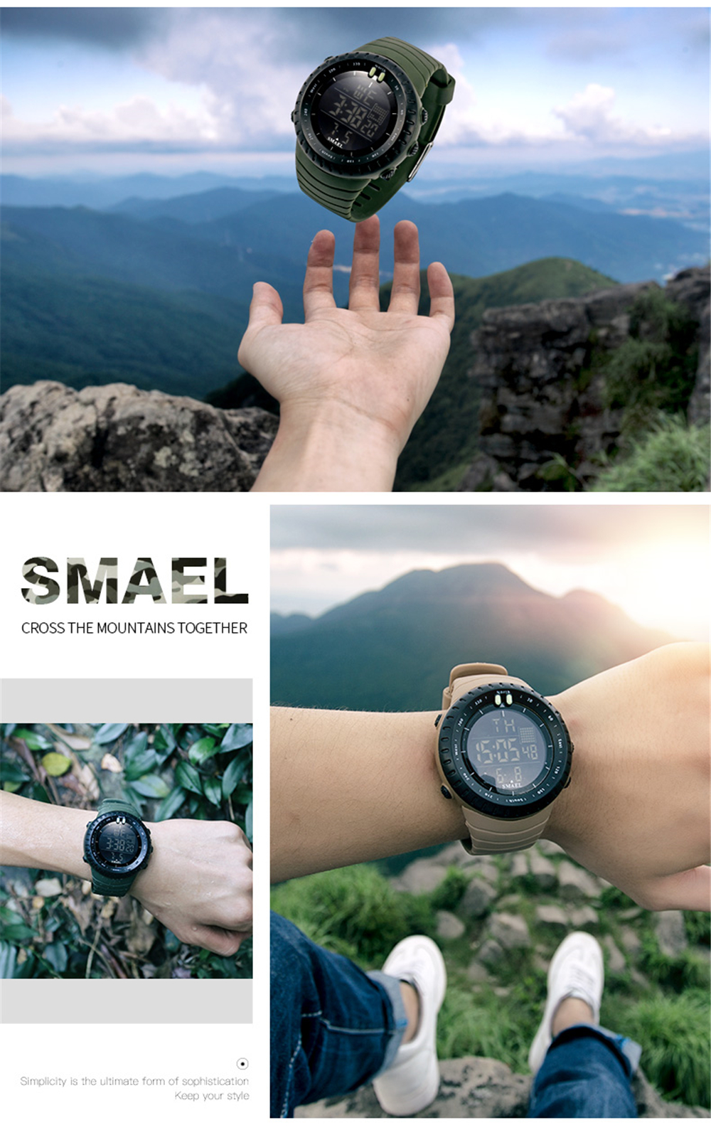 SMAEL 1237 Fashion Multi-function Silicone Band Sport LED Watch