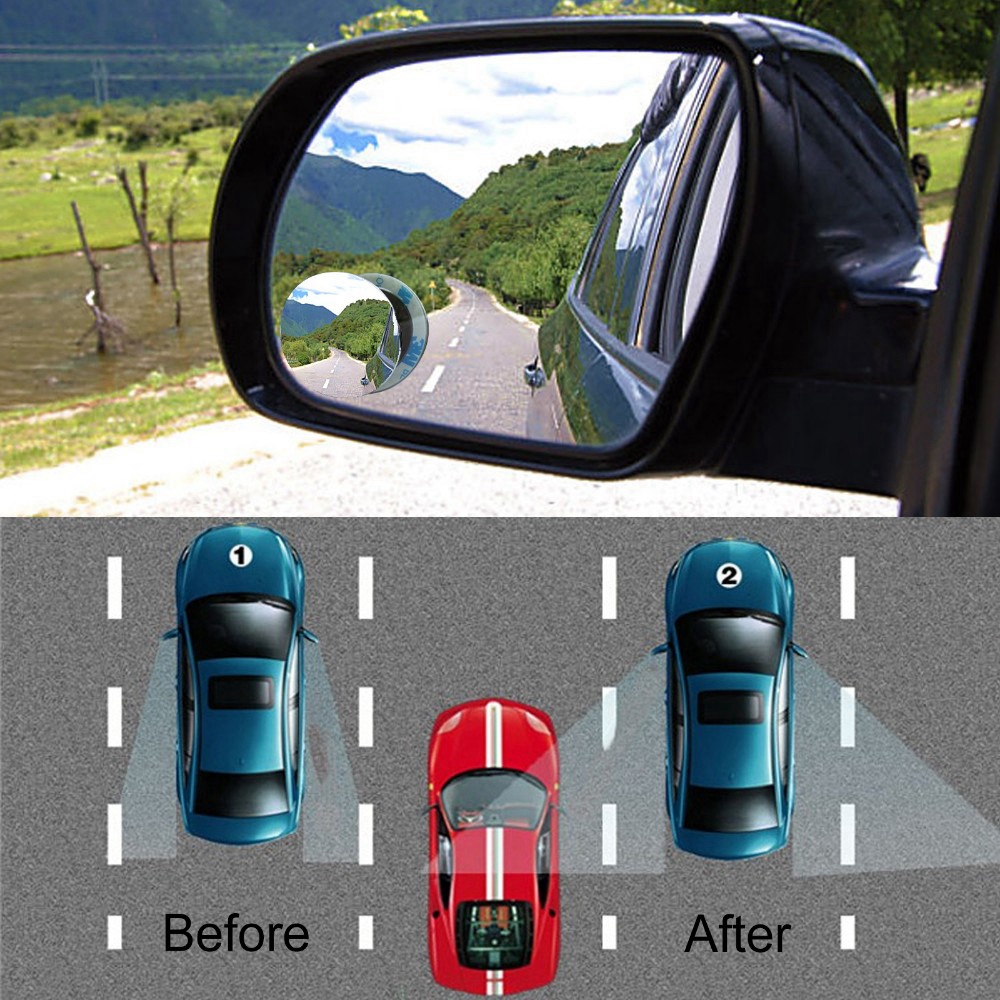ZIQIAO 2 Pcs Car Styling 360 Degree Blind Spot Mirror Wide Angle Round HD Glass