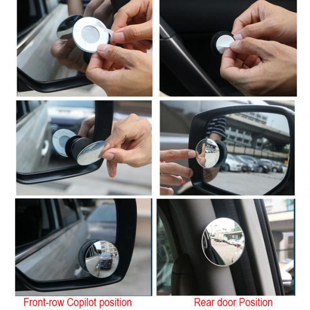 ZIQIAO 2 Pcs Car Styling 360 Degree Blind Spot Mirror Wide Angle Round HD Glass
