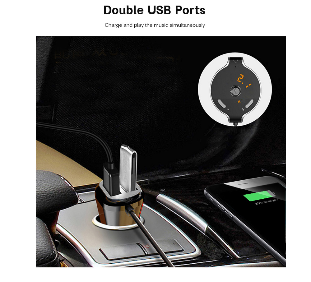 Q8S Car Charger Dual USB Bluetooth MP3 FM Transmitter