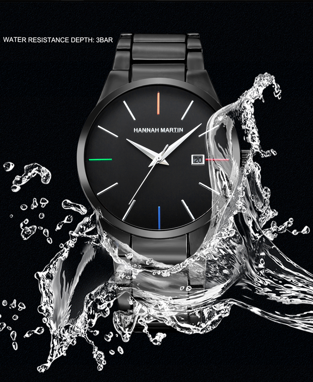 Men's Fashion Casual Steel Calendar Waterproof Watch