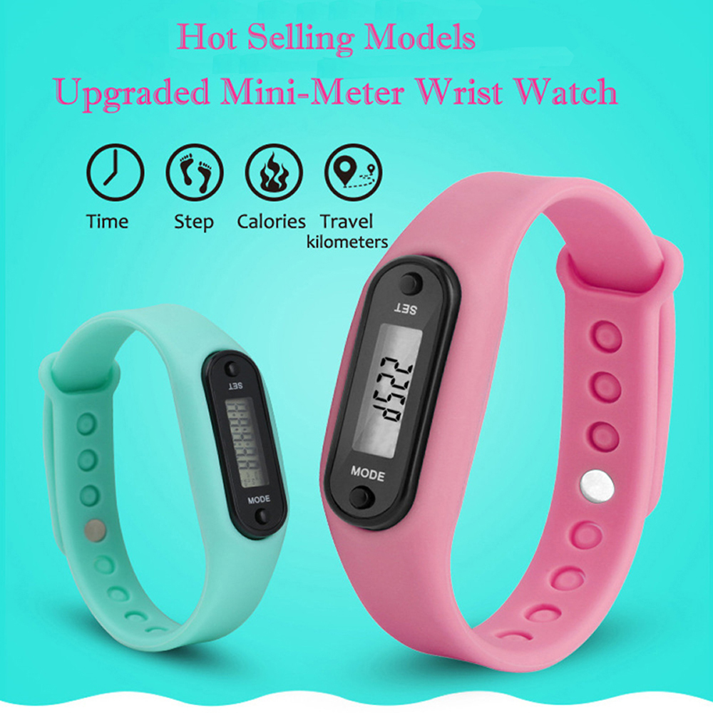 Digital LCD Silicone Band Pedometer Distance Calorie Counter Sport Watch