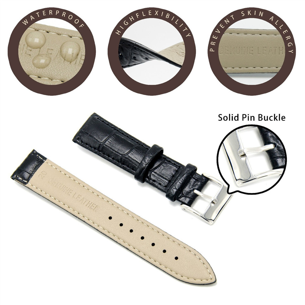 Pure Color Simple Bands Leather Watch Strap