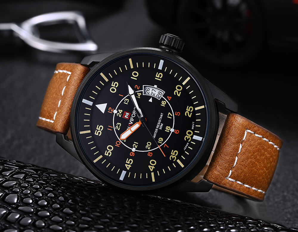 Naviforce Sports Men Quartz Ultra Thin Dial Clock Sports Military Watch
