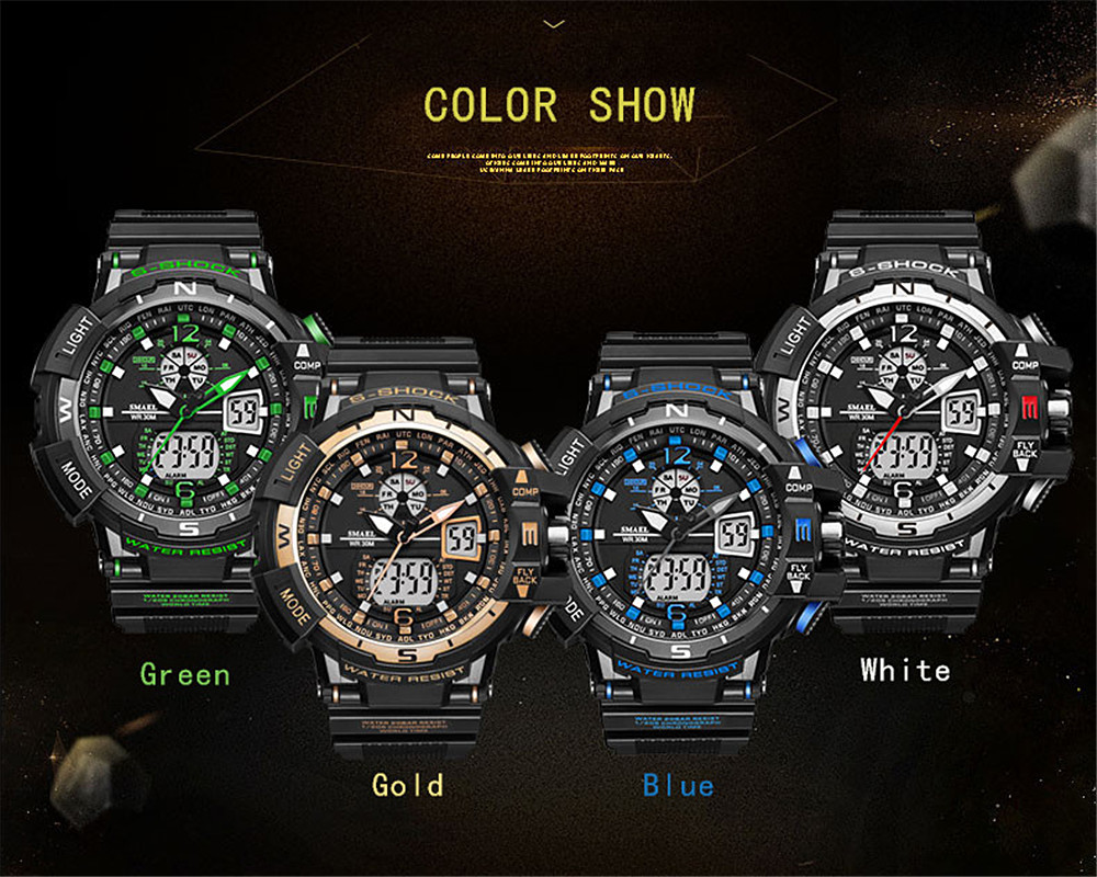 SMAEL Luxury Brand Men Digital Sport Watches Dual Display Clock