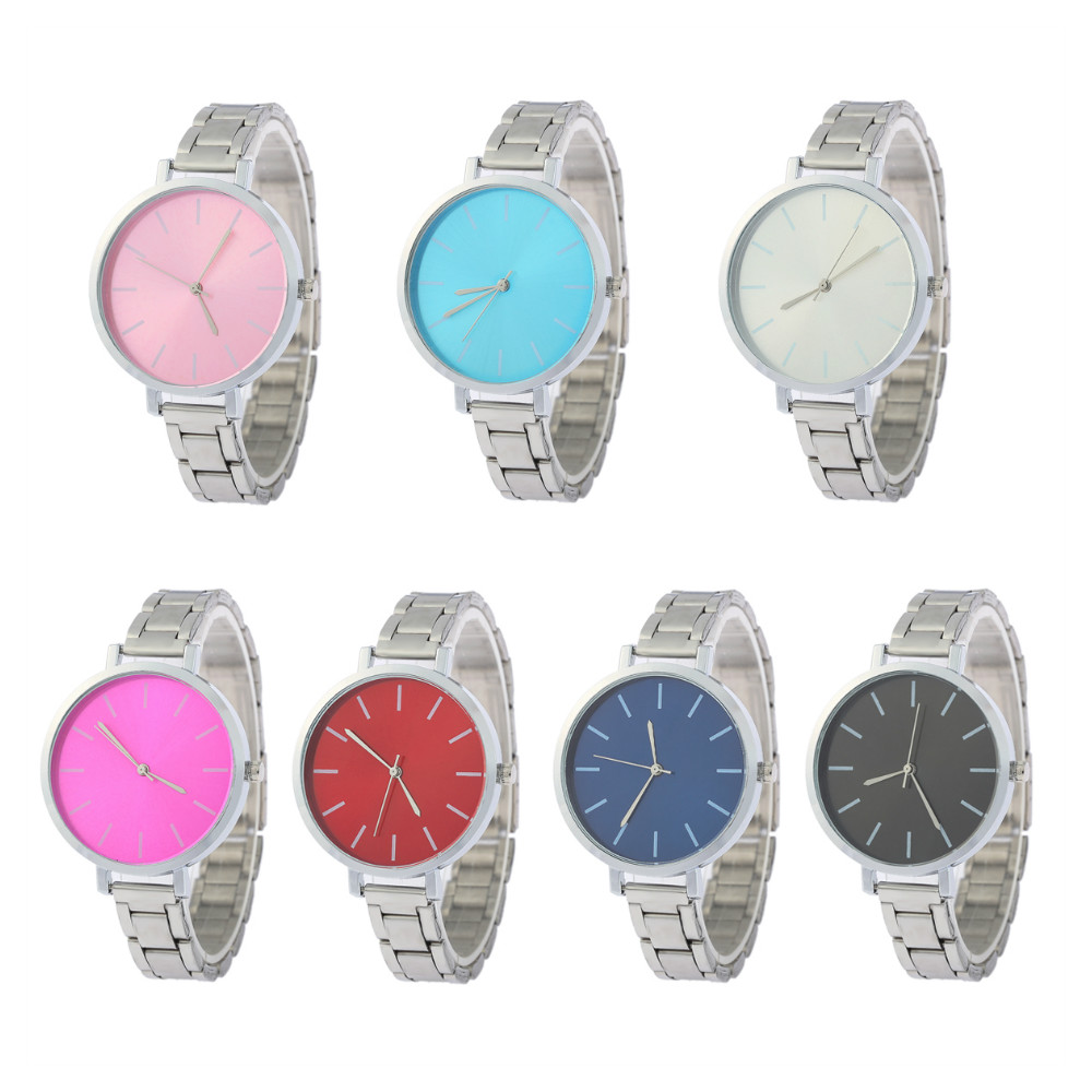 V5 Women Simple Roman Scale Colour Fine Steel Band Quartz Watch