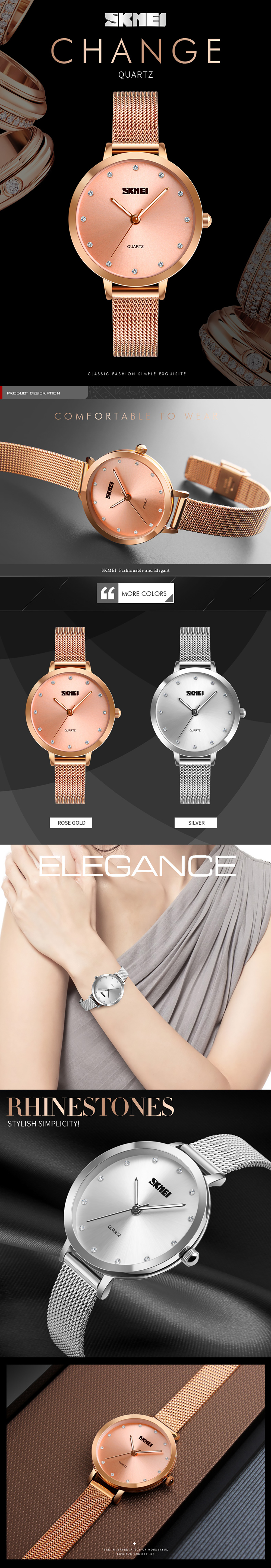 SKMEI Women Fashion Luxury Strap Quartz Ladies Waterproof Elegant Watches