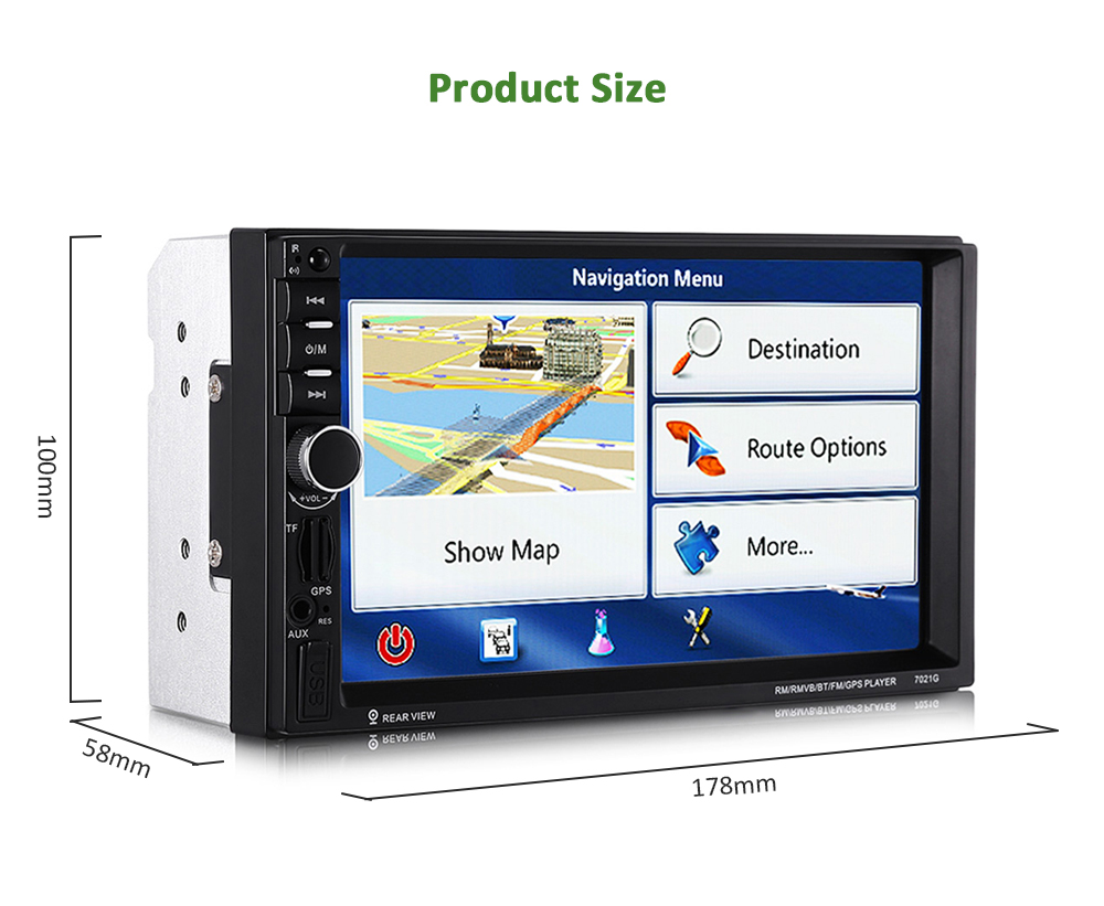 Rectangle 7021G 7 inch Car MP5 Player Bluetooth FM Radio GPS with Built-in Map