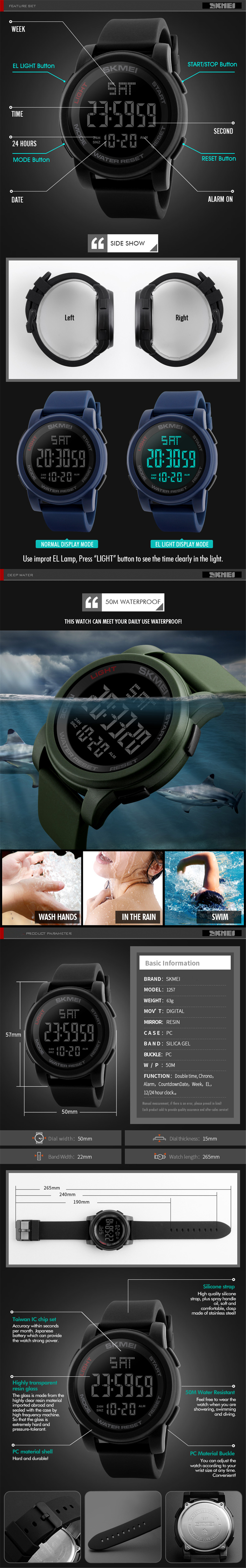 Men Sports Outdoor Sports Multi-Function Electronic Watch