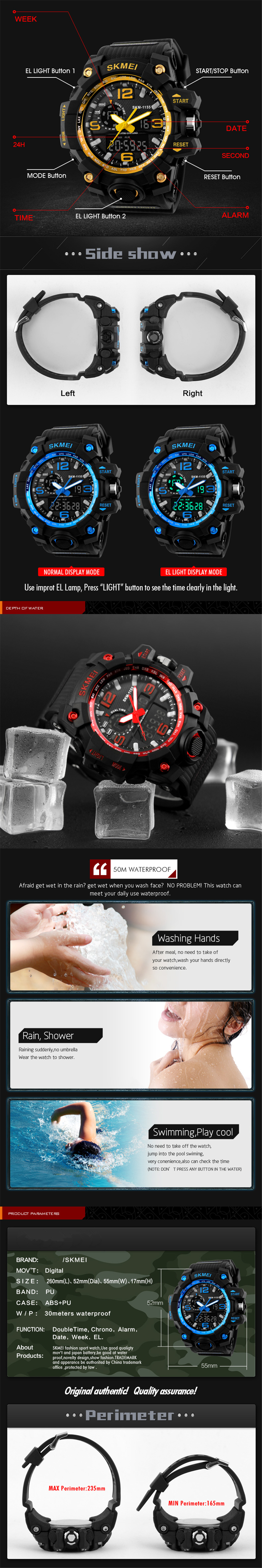 Men Digital LED 30M Waterproof Military Army Alarm Chrono Wrist Watches
