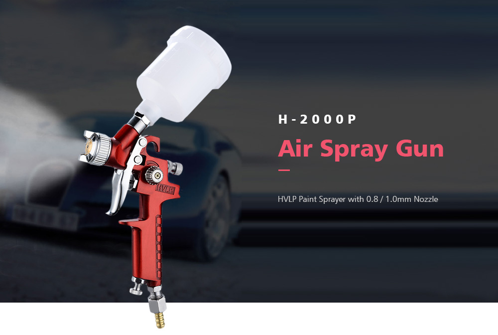 H - 2000P Professional HVLP Air Paint Gun 0.8 / 1.0mm Nozzle Set Car Auto Painting Kit Capacity Sprayer Spot Repair