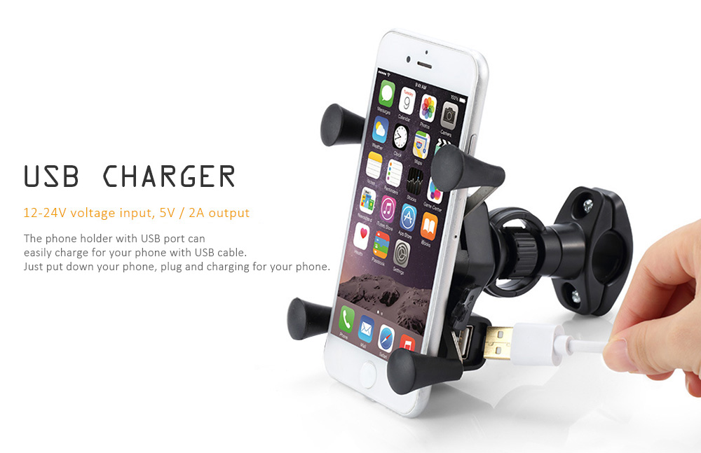 Mobile Phone Holder Rack Navigation Bracket with USB Charging for Electric Car Motorcycle