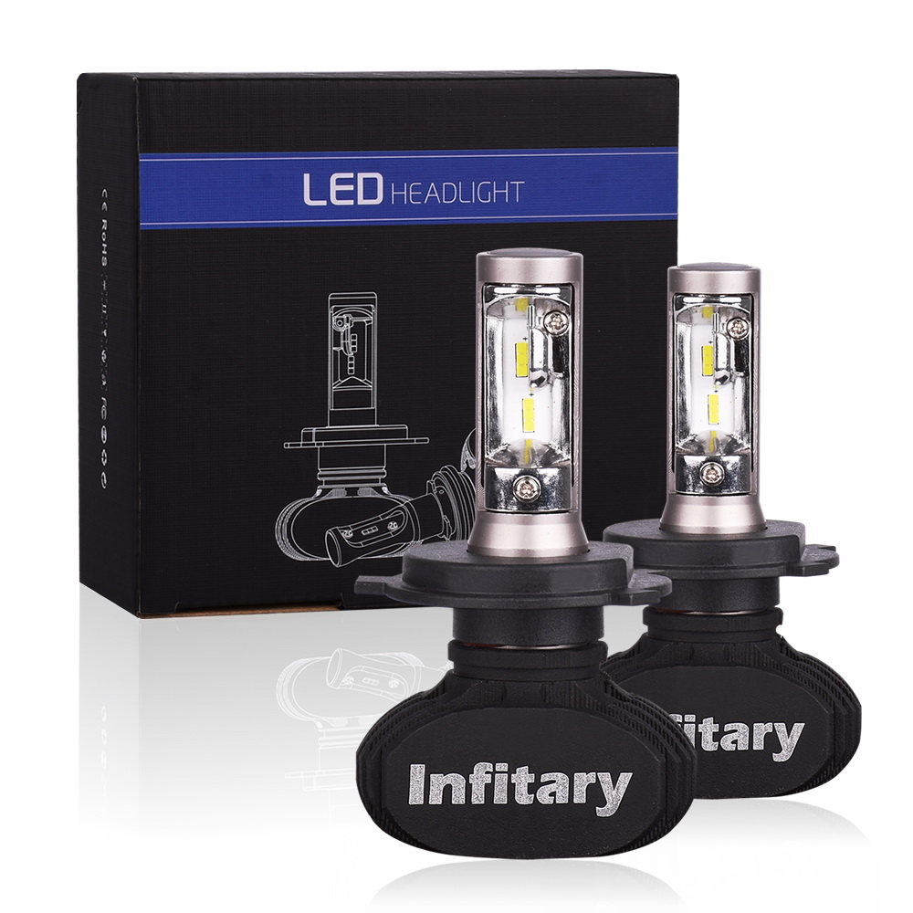 Infitary H4 LED Headlight Bulbs Auto Headlamp Hi-Lo Beam 50W 8000LM 2PCS