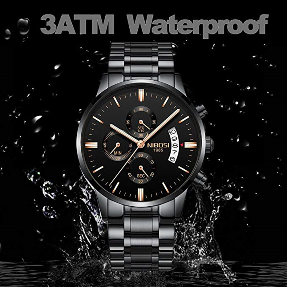 NIBOSI 2039 Scratch Design Luminous Waterproof Business Quartz Watch
