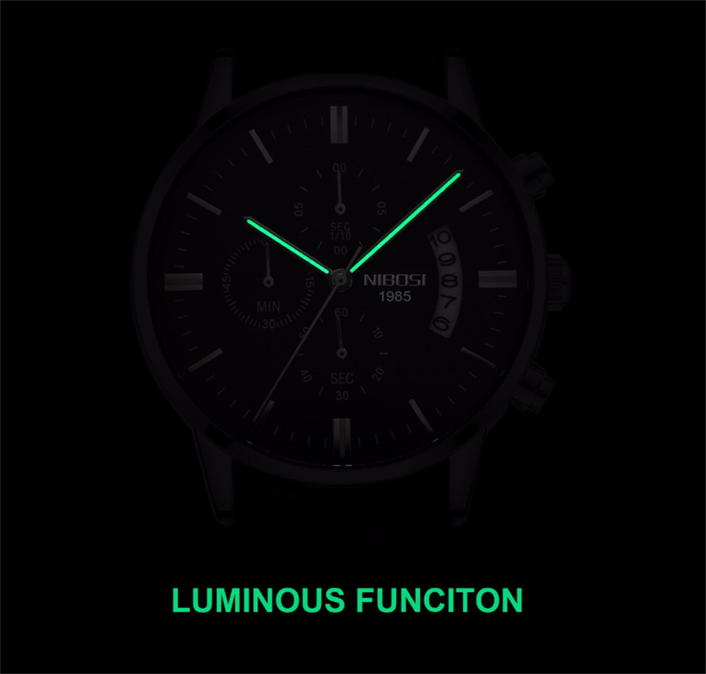 NIBOSI 2039 Scratch Design Luminous Waterproof Business Quartz Watch