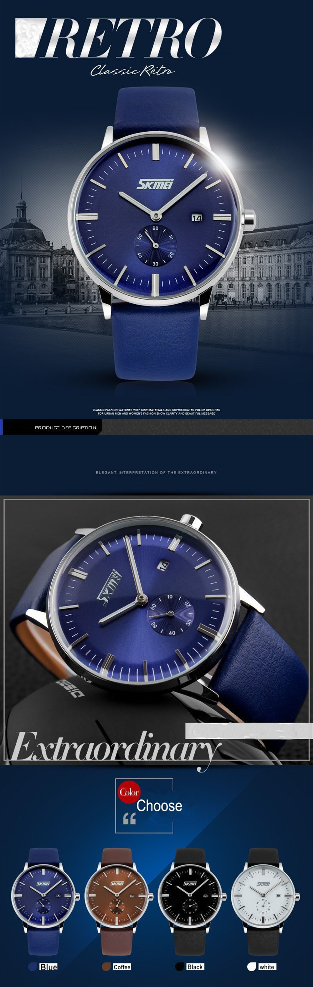 SKMEI Men Luxury Brand Male Fashion Casual Quartz Wrist Watch