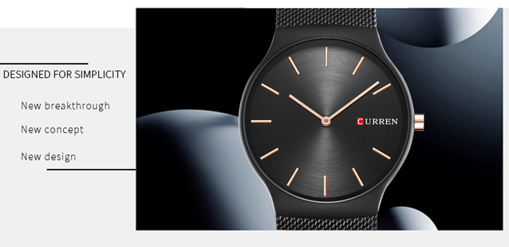 CURREN New Black Rose Gold Pointer Sports Wristwatch Quartz Business Watch Men