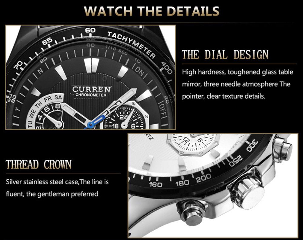 Curren Black Business Military Men's Watches