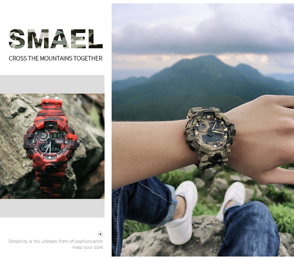 SMAEL Brand Sport Watches LED Quartz Clock Men Wristwatch