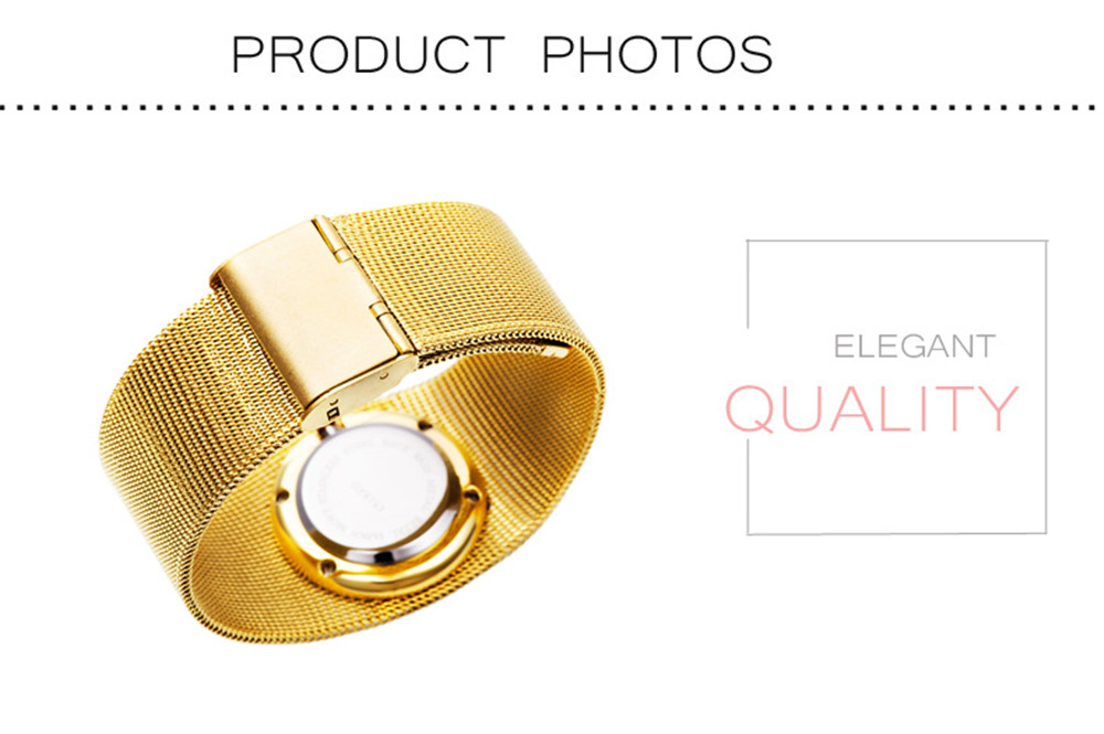 ASJ Fashion Gold Mesh Steel Luxury Bracelet Women Dress Quartz Watch