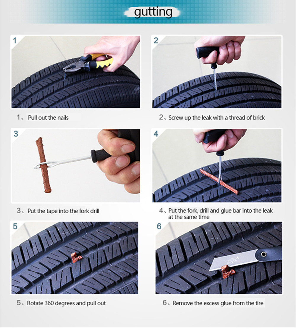 Car Motorcycle Outdoor Emergency Tire Repair Kit