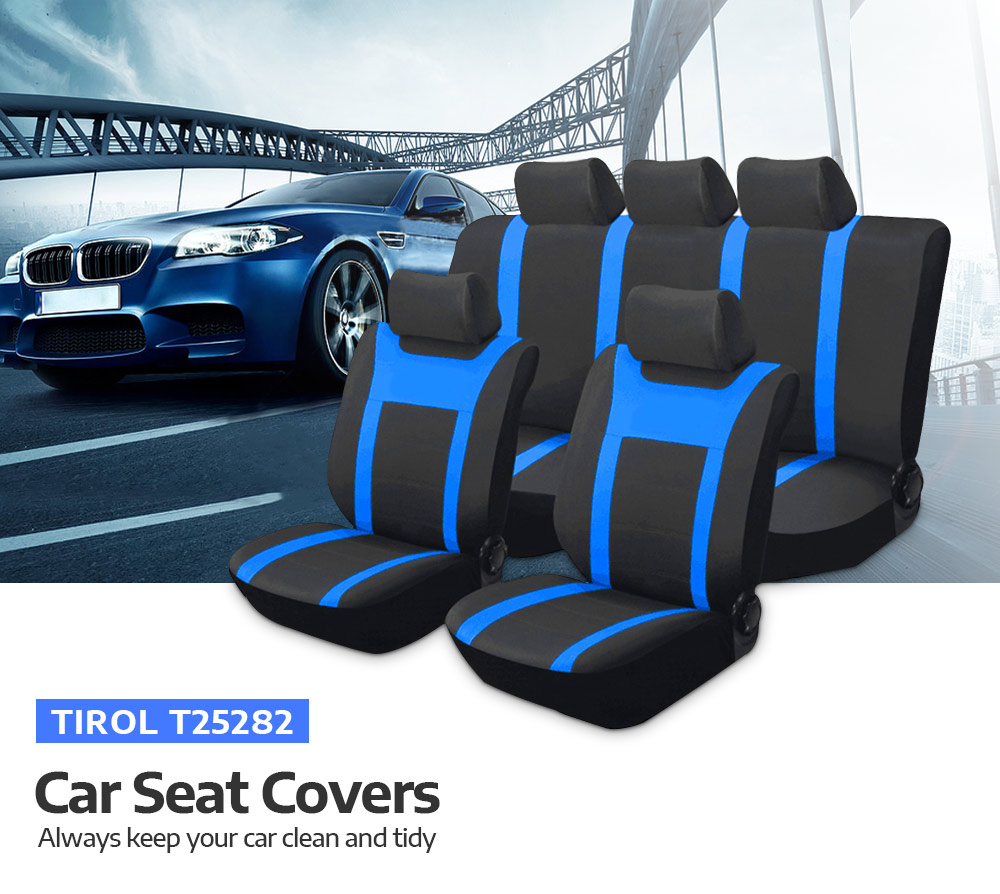 TIROL T25282 Universal Full Car Front Back Seat Covers Protective Cushion