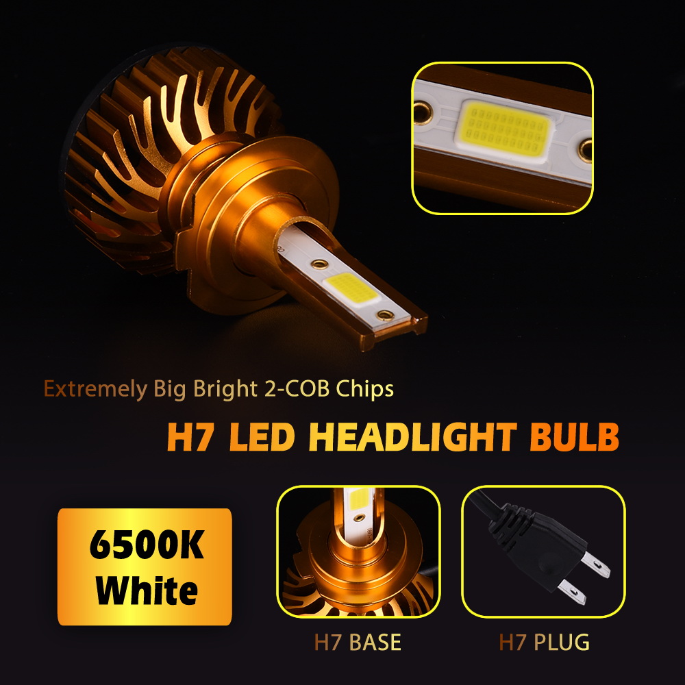 Infitary H7 LED Headlight Bulbs Auto Headlamp Single Beam 8000LM 72W COB Chip