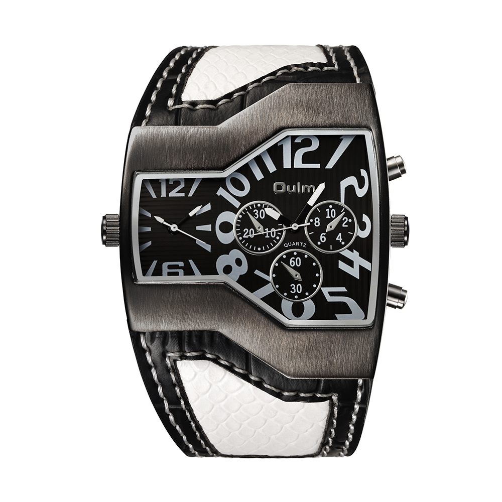 OULM Men's Casual Fashion Personality Creative Two-time Watch