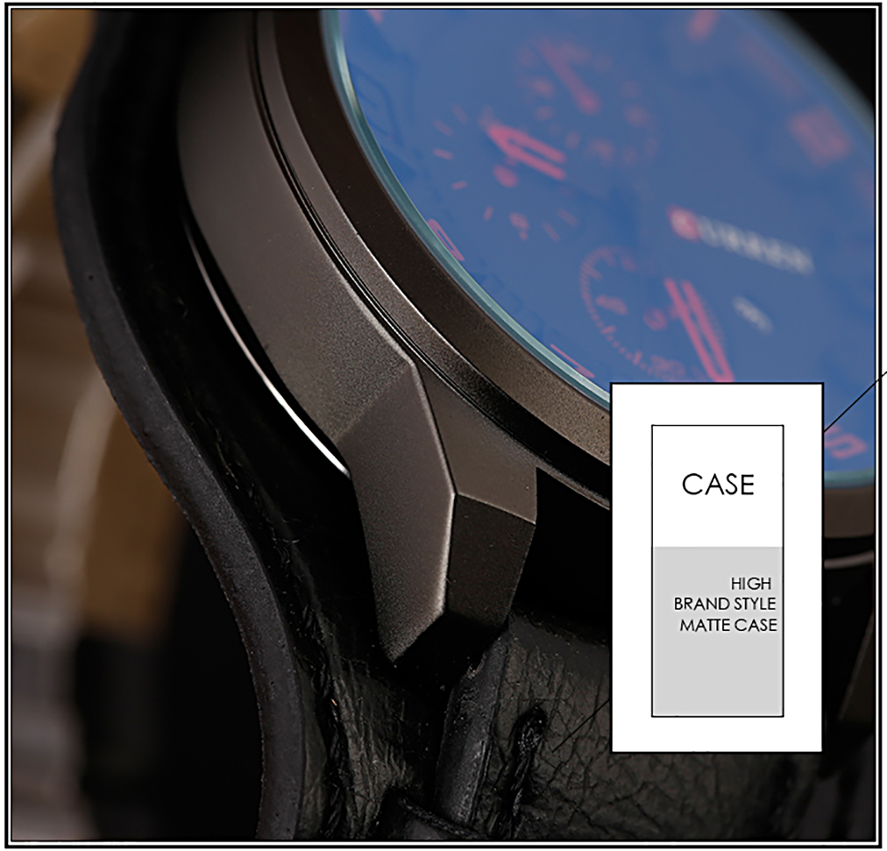 CURREN Men's Casual Quartz Leather Mechanical Pointer Multifunction Watch