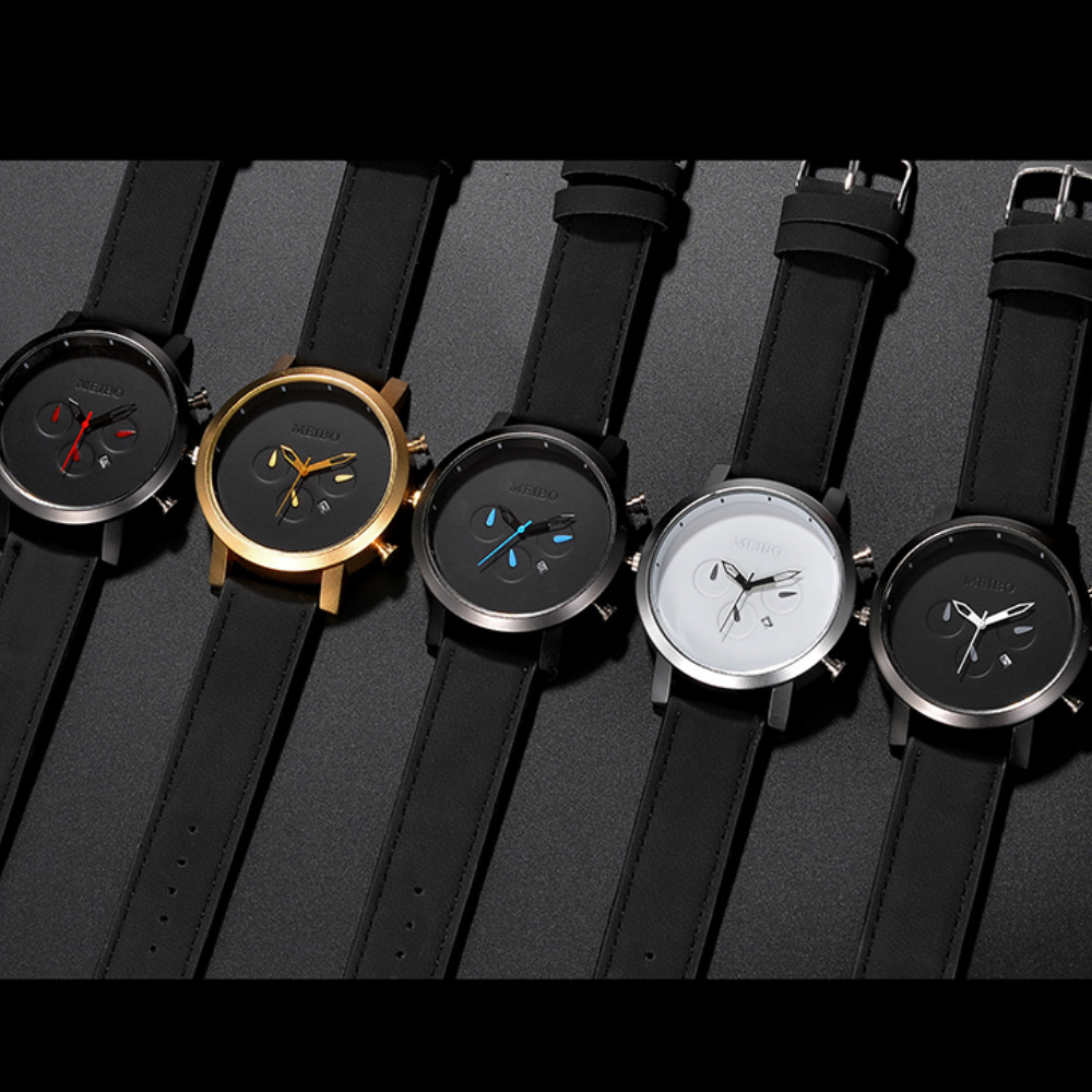 New Fashion Men Creative Watch Needle Business Casual Belt Quartz Watch
